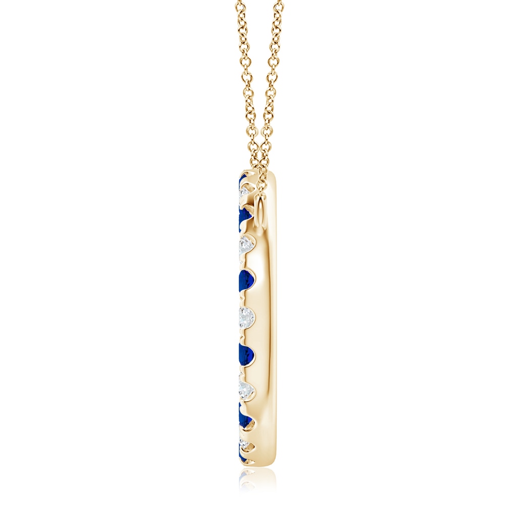 3mm Labgrown Lab-Grown Blue Sapphire and Diamond Open Circle Eternity Pendant in Yellow Gold Side 199