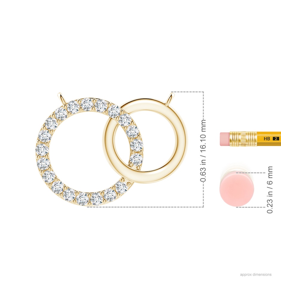 1.8mm FGVS Lab-Grown Interlocking Diamond Circle Necklace in Yellow Gold ruler