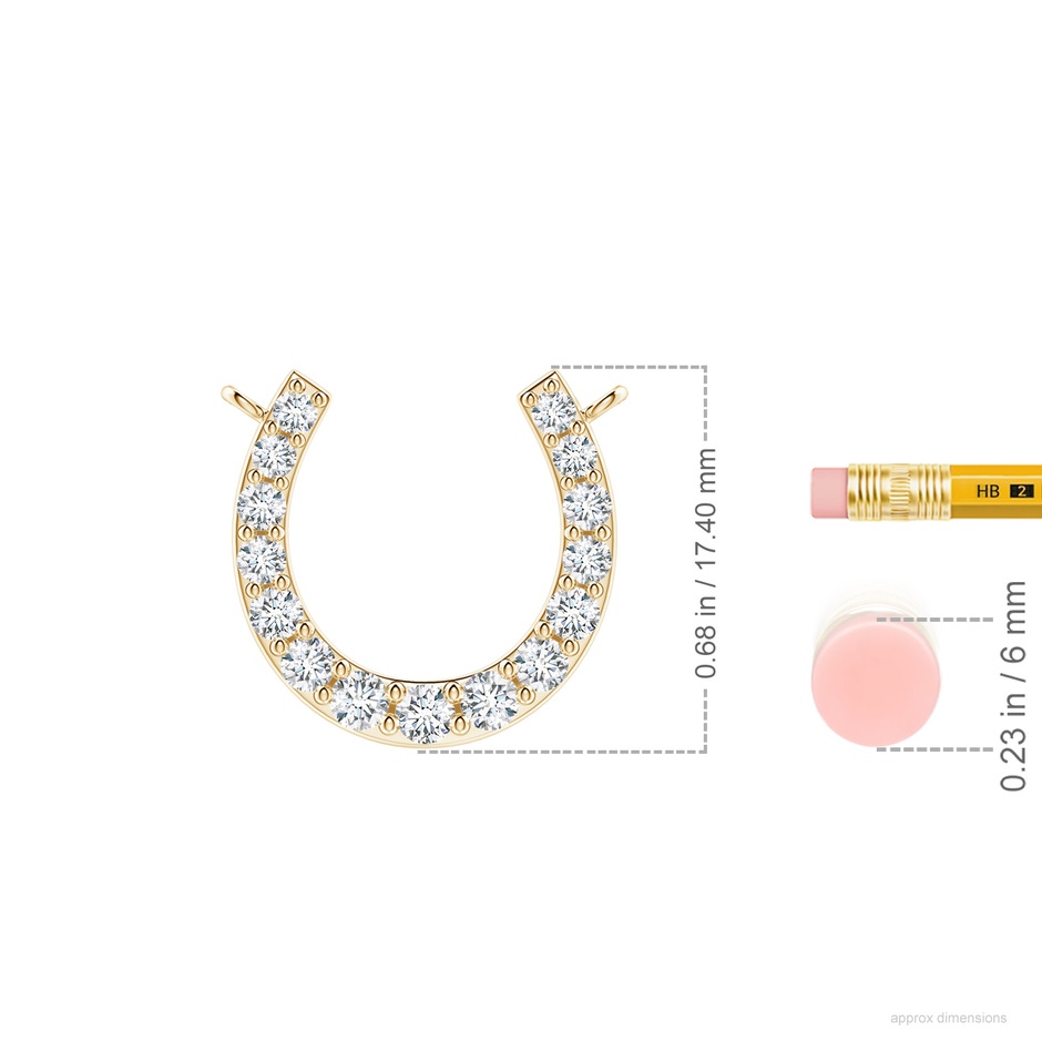 2.5mm FGVS Lab-Grown Classic Diamond Horseshoe Necklace in Yellow Gold ruler