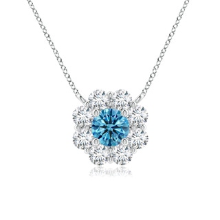 3.9mm Labgrown Floral Cluster Lab-Grown Fancy Intense Blue Diamond Necklace in P950 Platinum