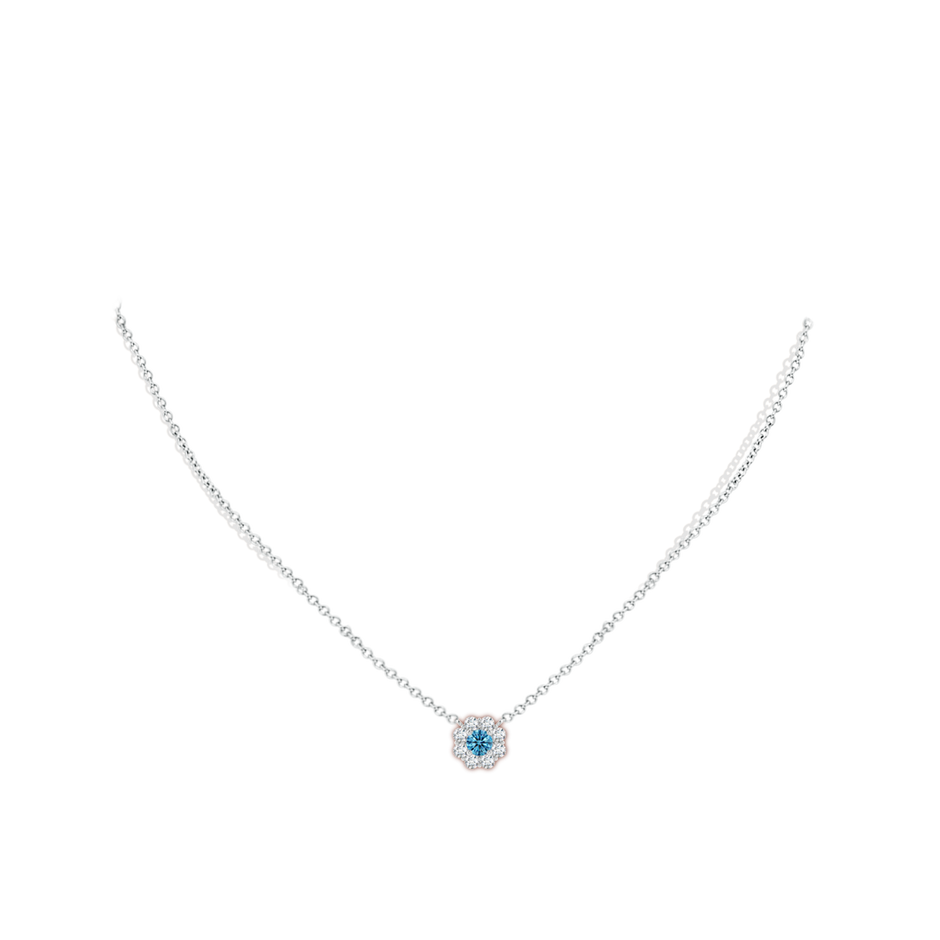 3.9mm Labgrown Floral Cluster Lab-Grown Fancy Intense Blue Diamond Necklace in White Gold pen