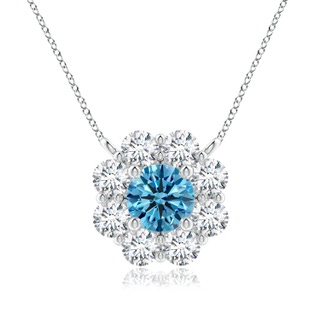 4.8mm Labgrown Floral Clustre Lab-Grown Fancy Intense Blue Diamond Necklace in P950 Platinum