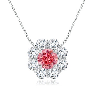 4.8mm Labgrown Floral Clustre Lab-Grown Fancy Intense Pink Diamond Necklace in P950 Platinum