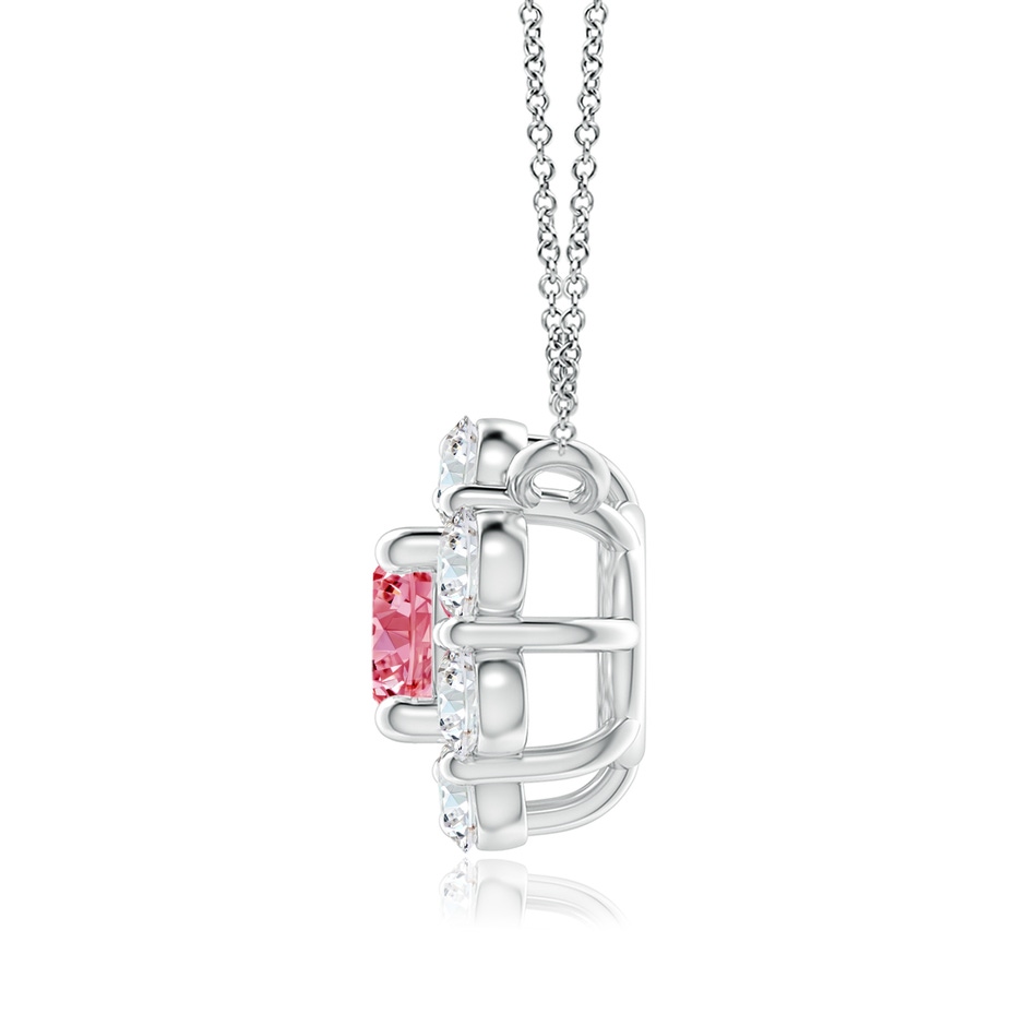 4.8mm Labgrown Floral Cluster Lab-Grown Fancy Intense Pink Diamond Necklace in White Gold side 199