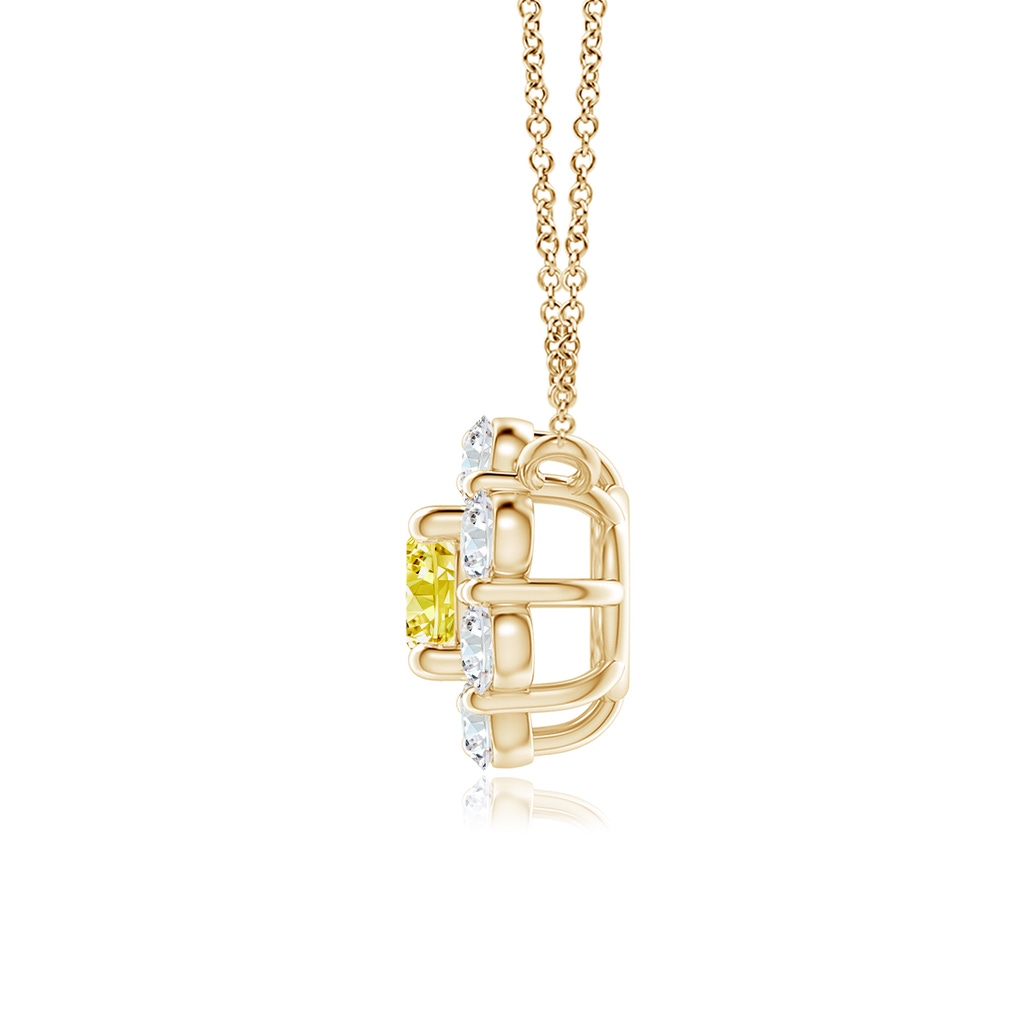 3.9mm Labgrown Floral Cluster Lab-Grown Fancy Intense Yellow Diamond Necklace in Yellow Gold - side 199