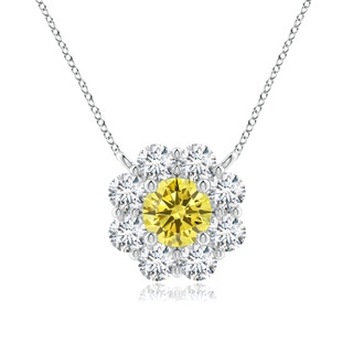 4.4mm Labgrown Floral Cluster Lab-Grown Fancy Intense Yellow Diamond Necklace in White Gold