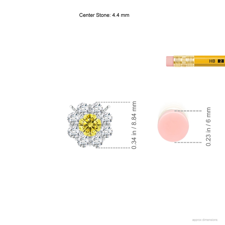 4.4mm Labgrown Floral Cluster Lab-Grown Fancy Intense Yellow Diamond Necklace in White Gold ruler
