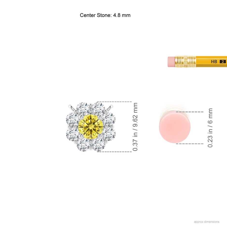4.8mm Labgrown Floral Cluster Lab-Grown Fancy Intense Yellow Diamond Necklace in P950 Platinum ruler
