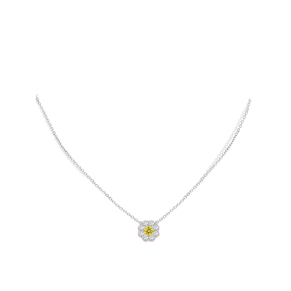 4.8mm Labgrown Floral Cluster Lab-Grown Fancy Intense Yellow Diamond Necklace in P950 Platinum pen