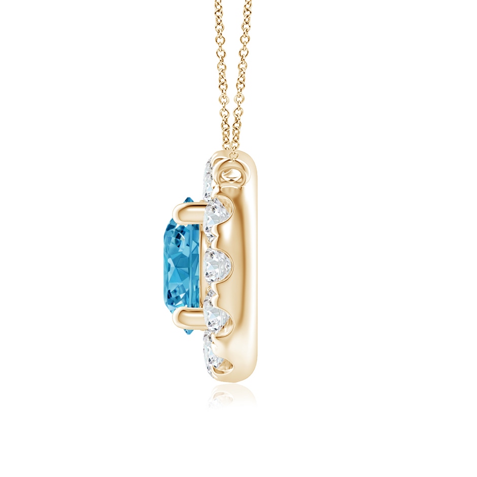 5.1mm Labgrown Round Lab-Grown Fancy Intense Blue Diamond Necklace with Halo in Yellow Gold side 199