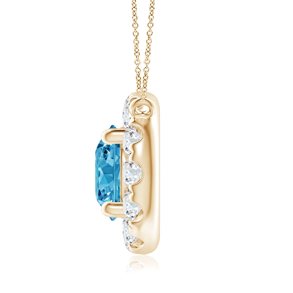 5.8mm Labgrown Round Lab-Grown Fancy Intense Blue Diamond Necklace with Halo in Yellow Gold side 199