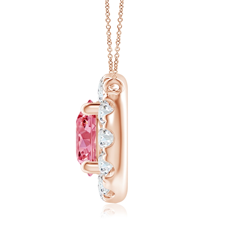 5.8mm Labgrown Round Lab-Grown Fancy Intense Pink Diamond Necklace with Halo in Rose Gold side 199
