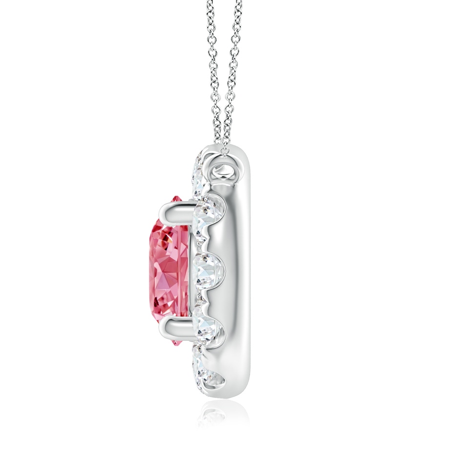 5.8mm Labgrown Round Lab-Grown Fancy Intense Pink Diamond Necklace with Halo in White Gold side 199