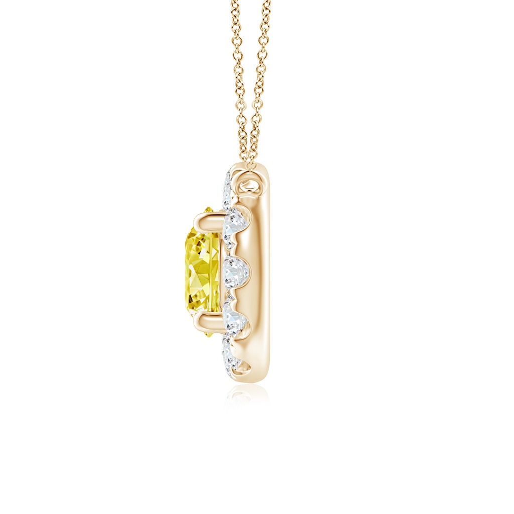 4.5mm Labgrown Round Lab-Grown Fancy Intense Yellow Diamond Necklace with Halo in Yellow Gold - side 199
