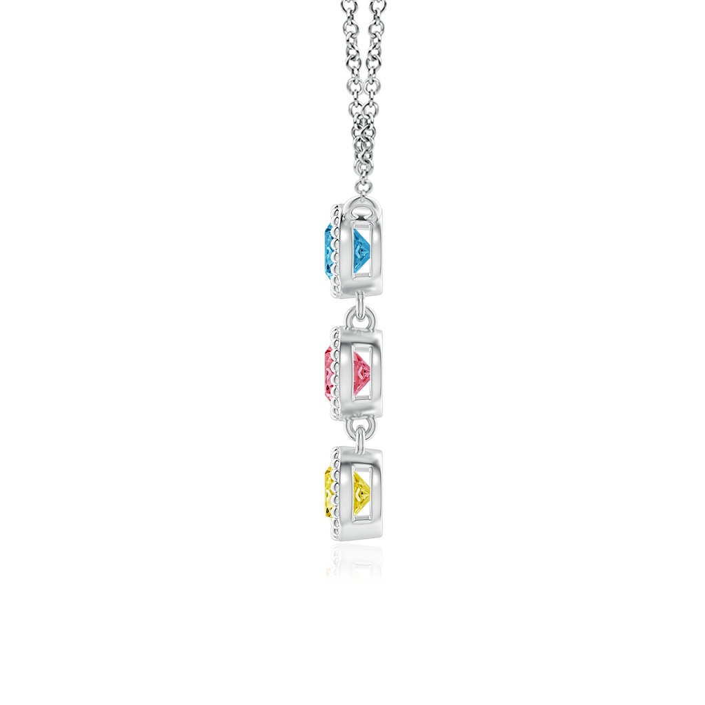 3.6mm Labgrown Bezel-Set Three Stone Lab-Grown Fancy Intense Multi-Color Diamond Necklace in White Gold - side 199