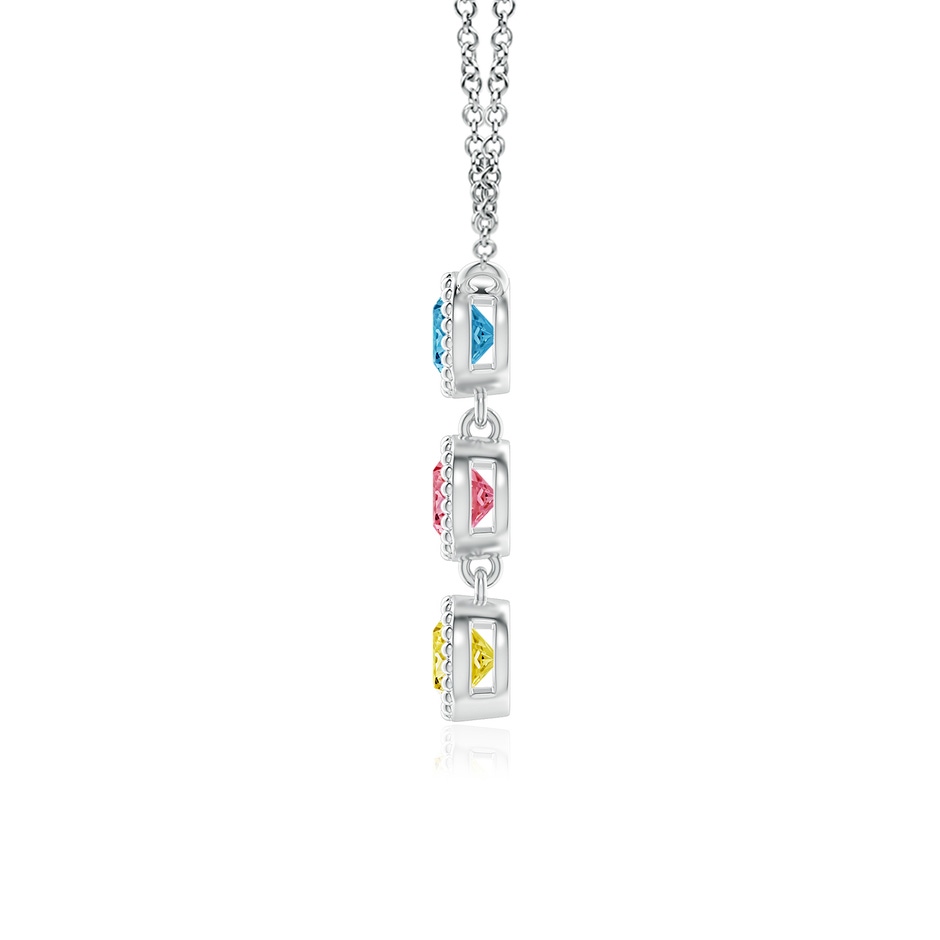 3.6mm Labgrown Bezel-Set Three Stone Lab-Grown Fancy Intense Multi-Color Diamond Necklace in White Gold side 199