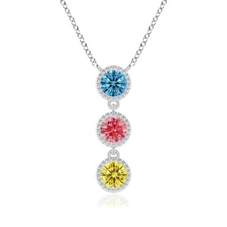 4.1mm Labgrown Bezel-Set Three Stone Lab-Grown Fancy Intense Multi-Color Diamond Necklace in P950 Platinum