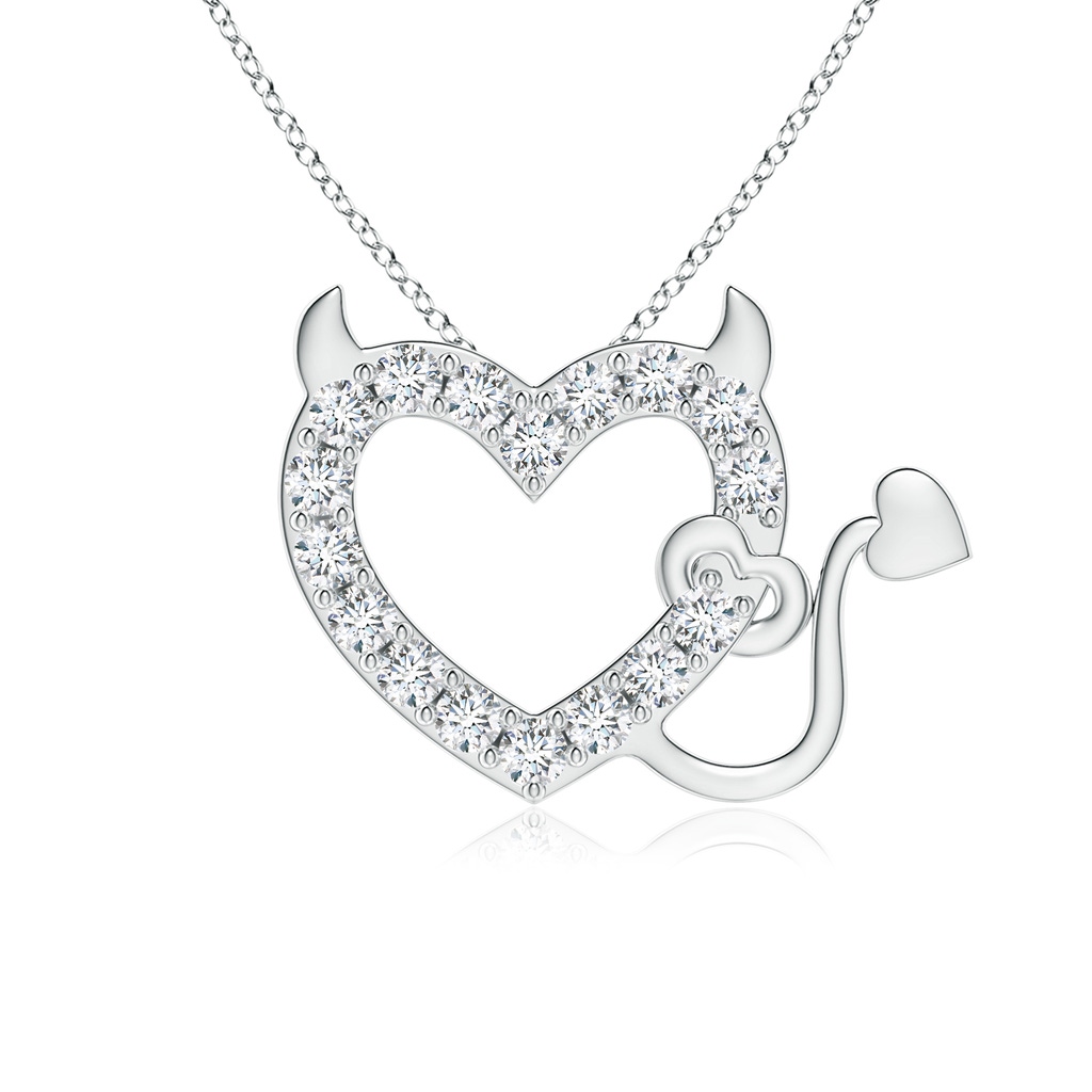 2.4mm FGVS Lab-Grown Diamond Devil Heart Pendant in White Gold