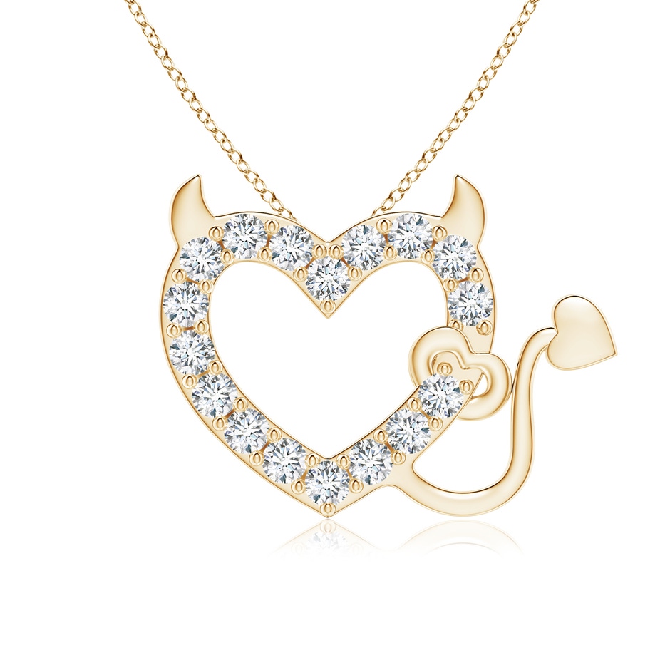 2.85mm FGVS Lab-Grown Diamond Devil Heart Pendant in Yellow Gold 