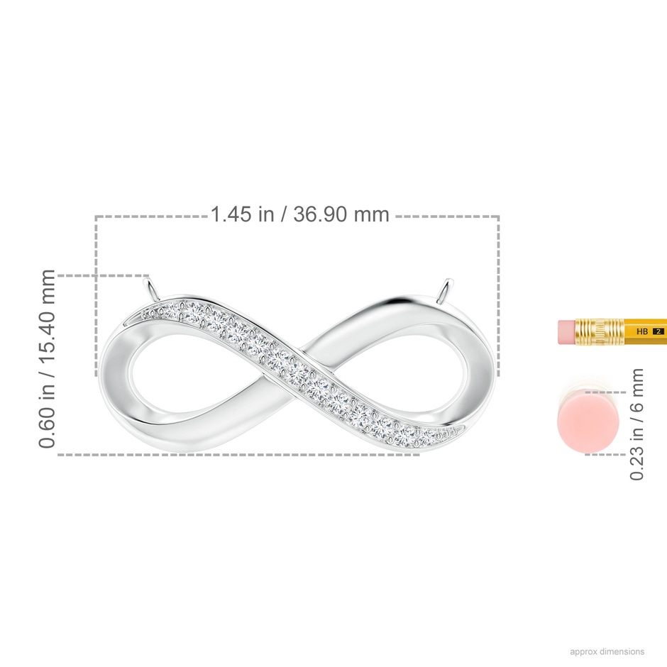 2.1mm FGVS Lab-Grown Sideways Pave-Set Diamond Infinity Necklace in White Gold ruler