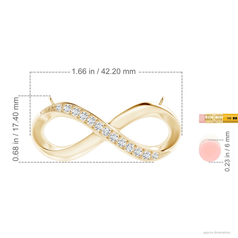 2.4mm FGVS Lab-Grown Sideways Pave-Set Diamond Infinity Necklace in Yellow Gold ruler