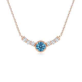 5.1mm Labgrown Vintage Inspired Lab-Grown Fancy Intense Blue and White Diamond Curved Bar Pendant in Rose Gold