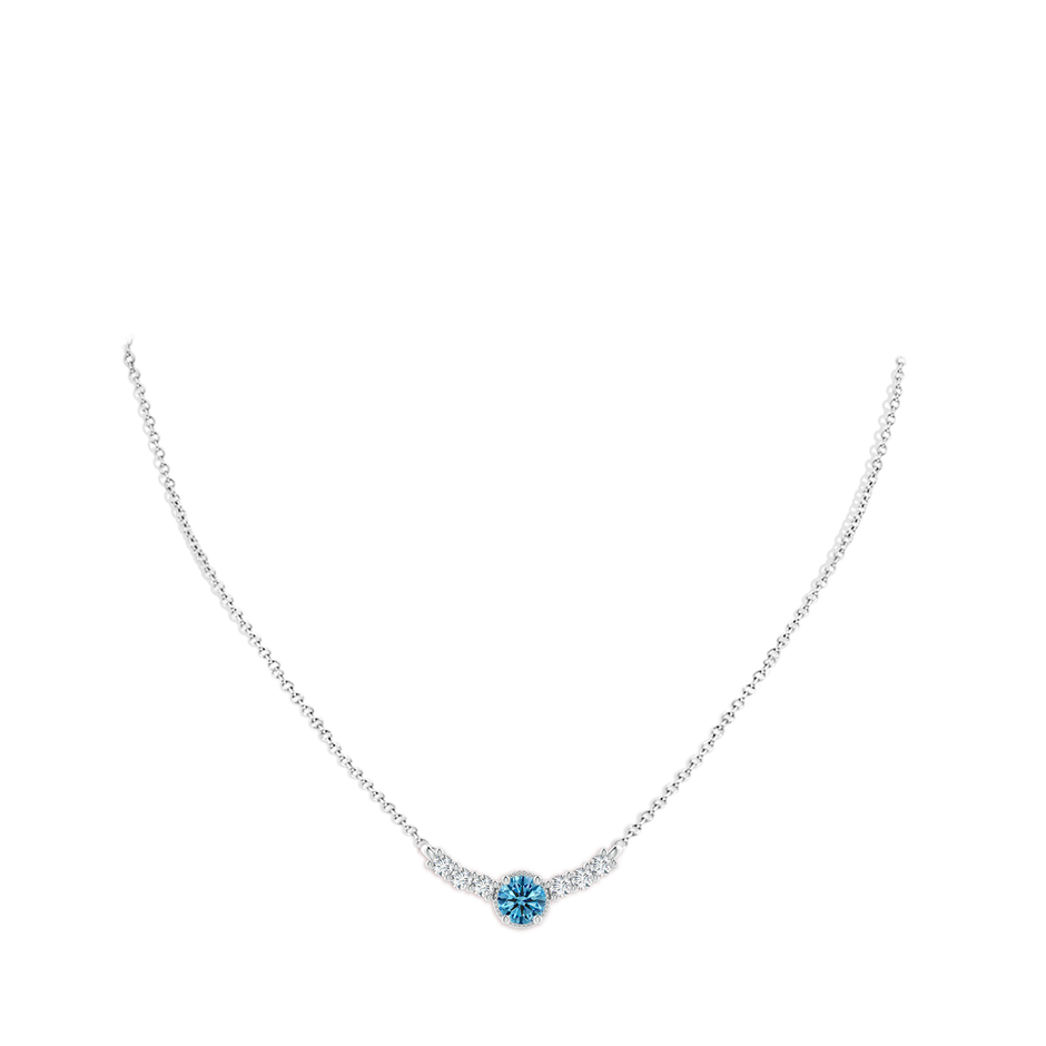 6.4mm Labgrown Vintage Inspired Lab-Grown Fancy Intense Blue and White Diamond Curved Bar Pendant in White Gold pen