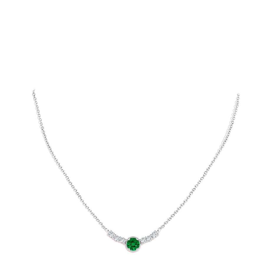 6mm Labgrown Lab-Grown Vintage Inspired Emerald and Lab Diamond Curved Bar Pendant in White Gold pen