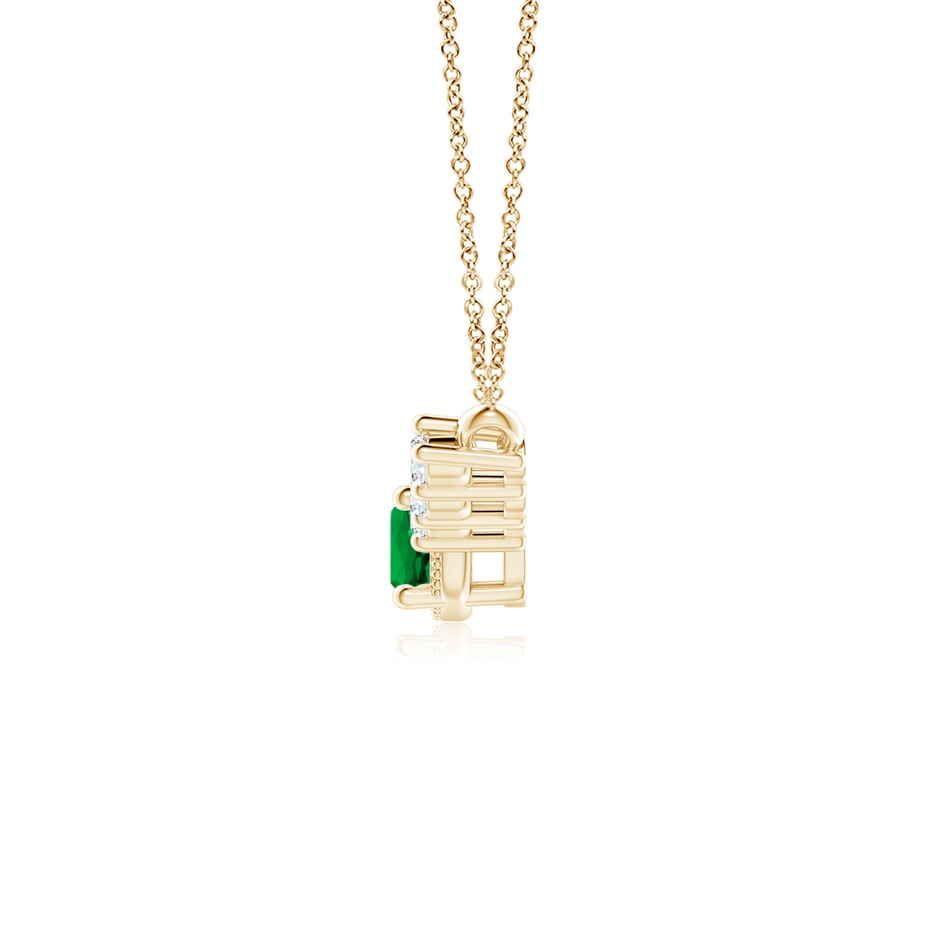 7mm Labgrown Lab-Grown Vintage Inspired Emerald and Lab Diamond Curved Bar Pendant in Yellow Gold side 199