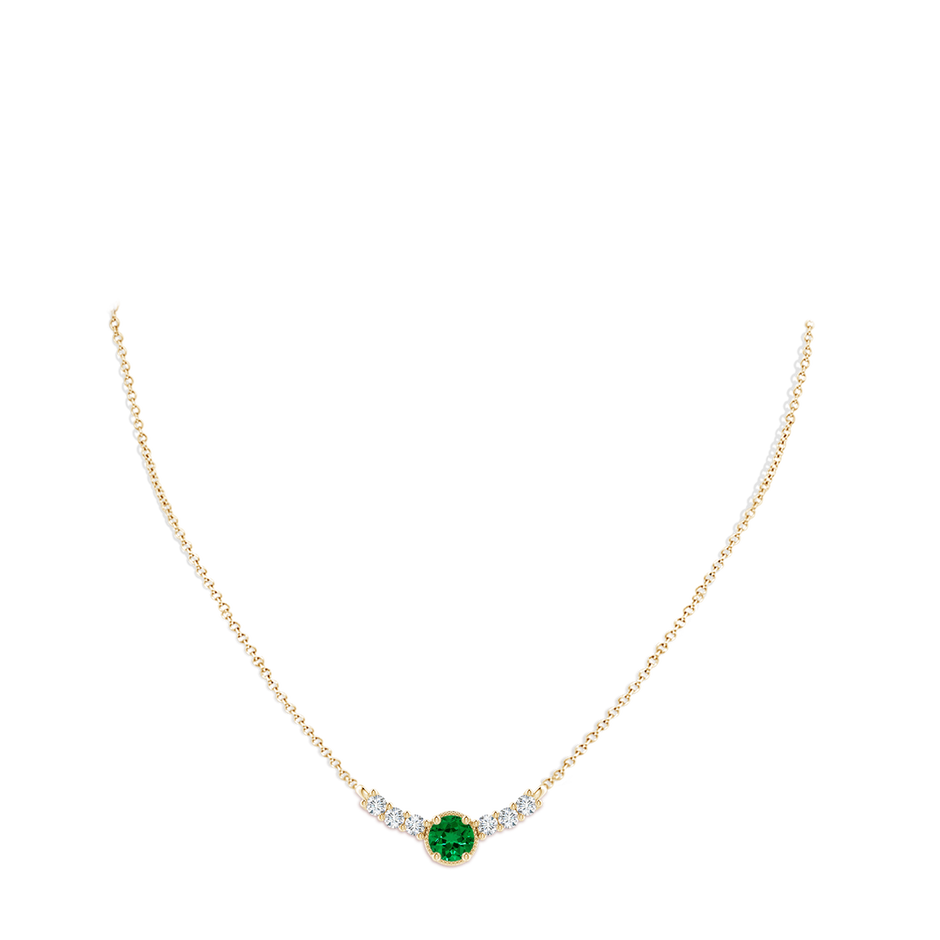 7mm Labgrown Lab-Grown Vintage Inspired Emerald and Lab Diamond Curved Bar Pendant in Yellow Gold pen
