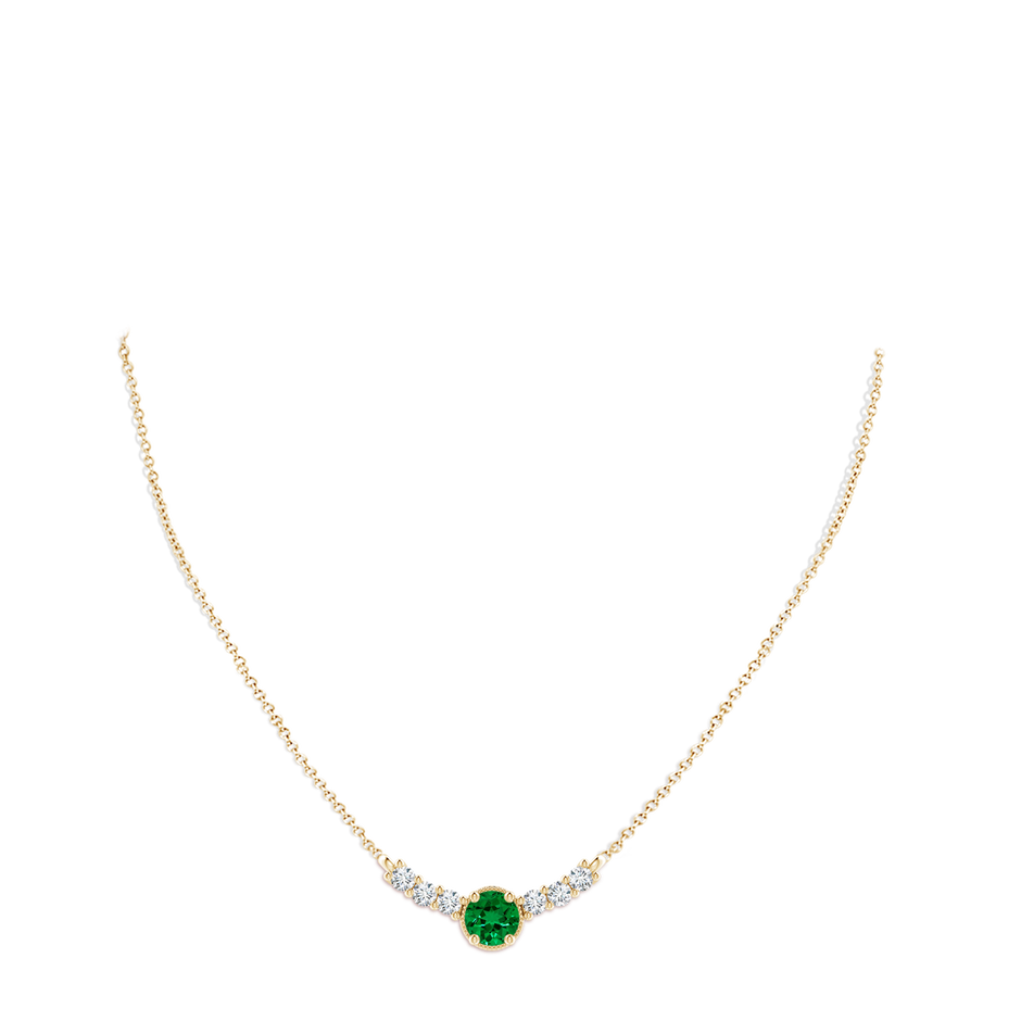 8mm Labgrown Lab-Grown Vintage Inspired Emerald and Lab Diamond Curved Bar Pendant in Yellow Gold pen