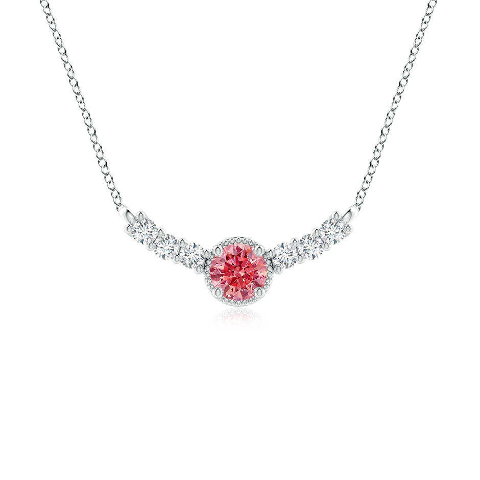 5.1mm Labgrown Vintage Inspired Lab-Grown Fancy Intense Pink and White Diamond Curved Bar Pendant in P950 Platinum 