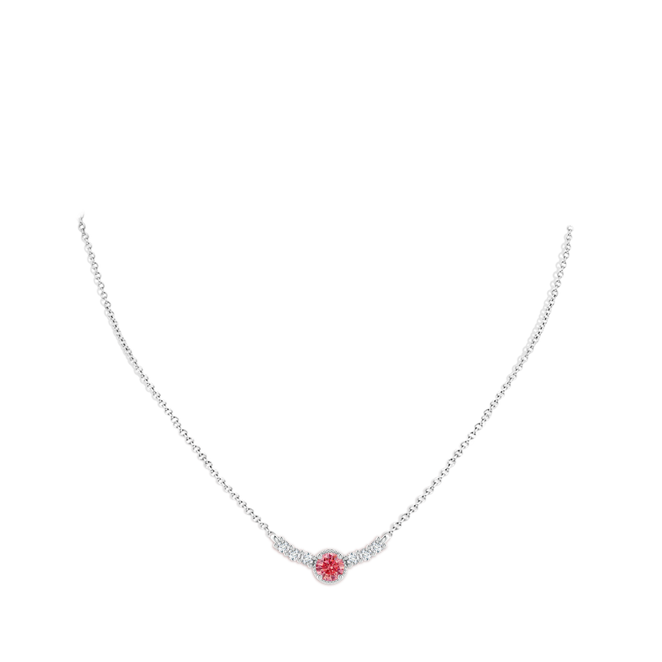 5.1mm Labgrown Vintage Inspired Lab-Grown Fancy Intense Pink and White Diamond Curved Bar Pendant in P950 Platinum pen