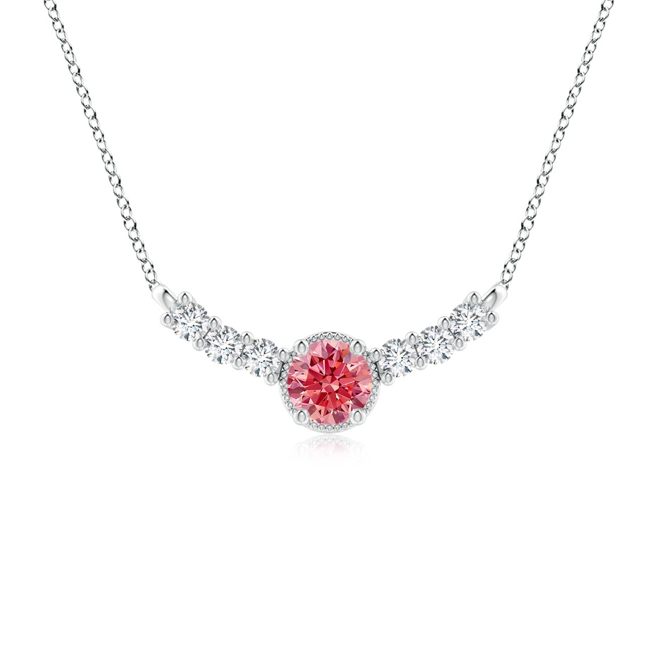 6.4mm Labgrown Vintage Inspired Lab-Grown Fancy Intense Pink and White Diamond Curved Bar Pendant in P950 Platinum 