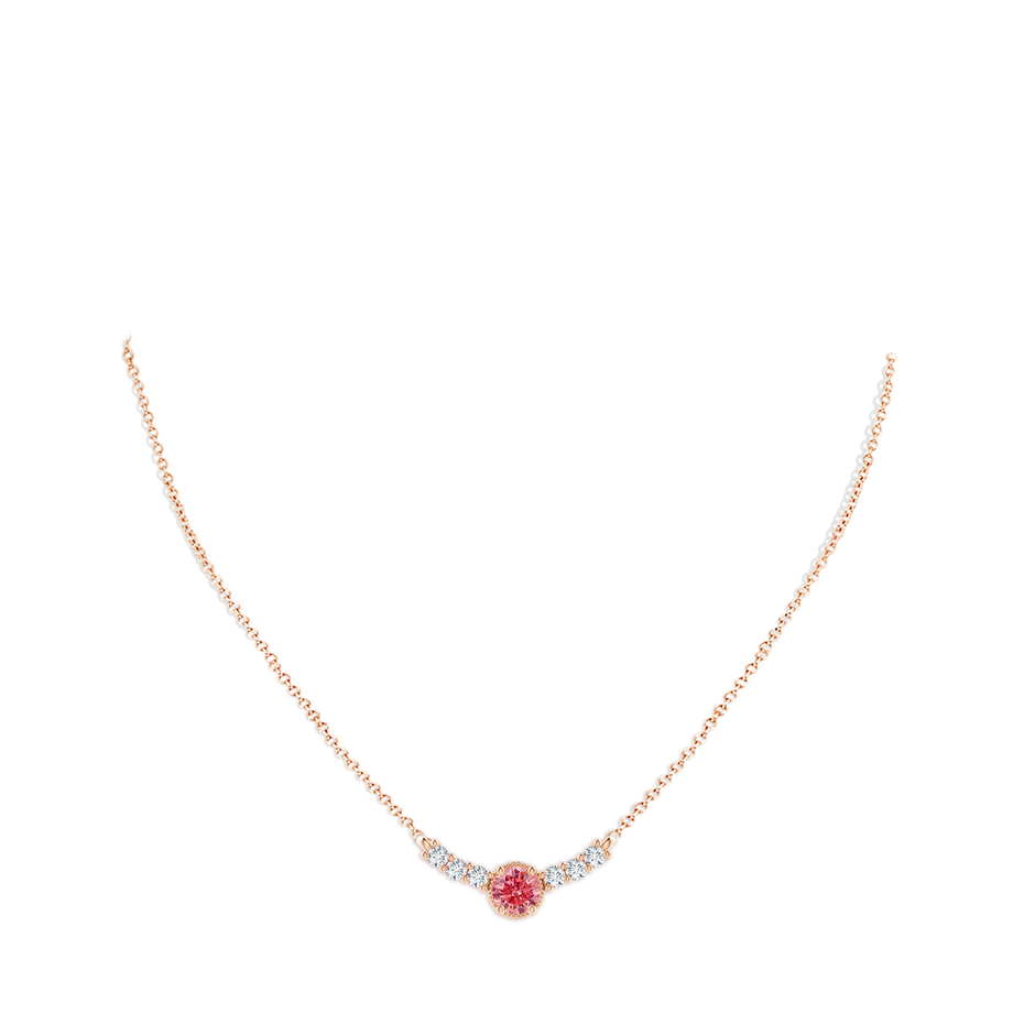 6.4mm Labgrown Vintage Inspired Lab-Grown Fancy Intense Pink and White Diamond Curved Bar Pendant in Rose Gold pen