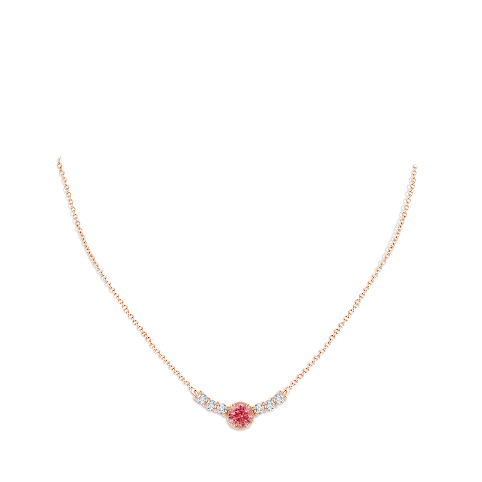 7.4mm Labgrown Vintage Inspired Lab-Grown Fancy Intense Pink and White Diamond Curved Bar Pendant in Rose Gold pen