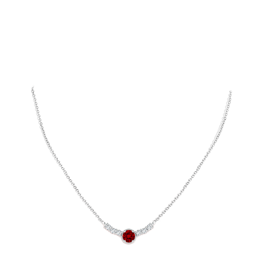6mm Labgrown Lab-Grown Vintage Inspired Ruby and Lab Diamond Curved Bar Pendant in S999 Silver pen