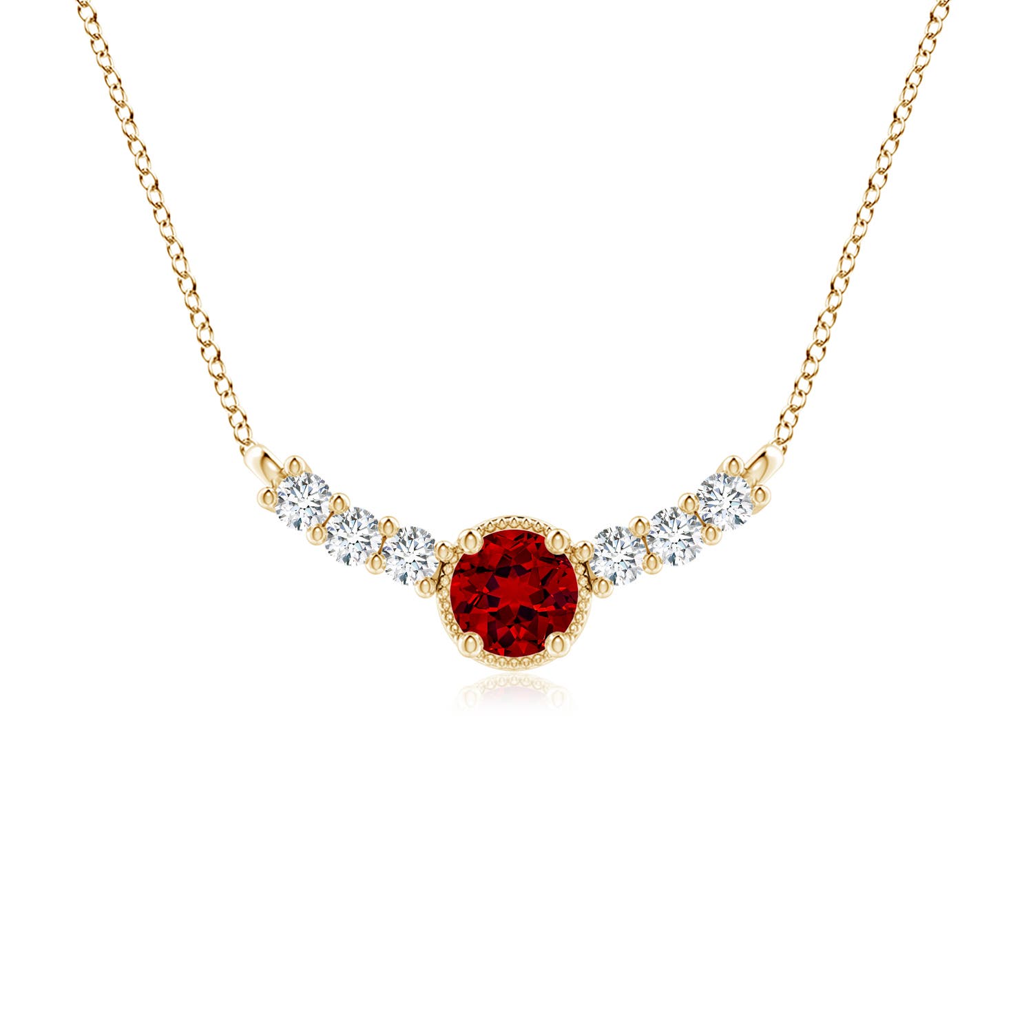Image Representation of the Yellow Gold Lab Grown Ruby Necklaces & Pendants