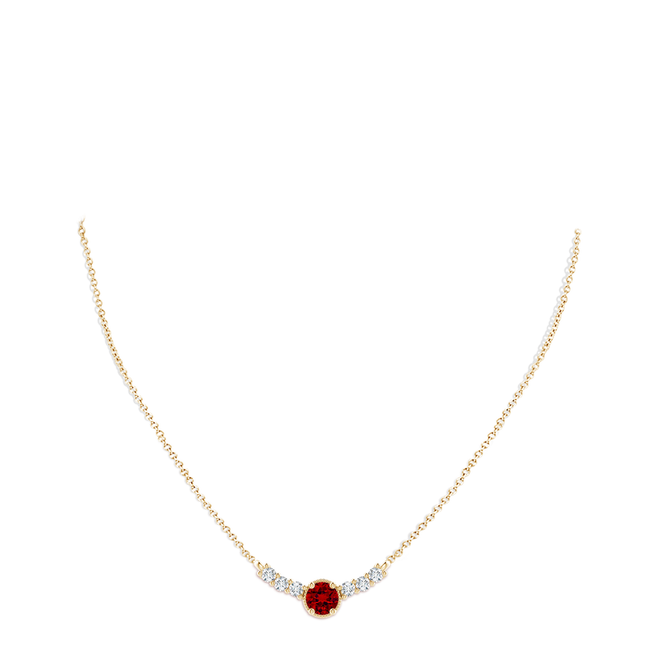 7mm Labgrown Lab-Grown Vintage Inspired Ruby and Lab Diamond Curved Bar Pendant in Yellow Gold pen