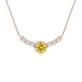 6.4mm Labgrown Vintage Inspired Lab-Grown Fancy Intense Yellow and White Diamond Curved Bar Pendant in 18K Rose Gold