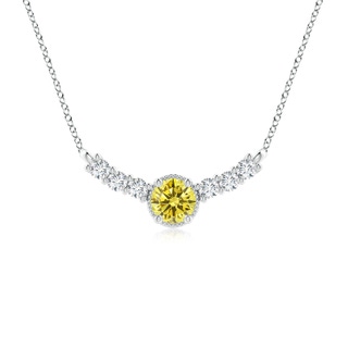 6.4mm Labgrown Vintage Inspired Lab-Grown Fancy Intense Yellow and White Diamond Curved Bar Pendant in P950 Platinum