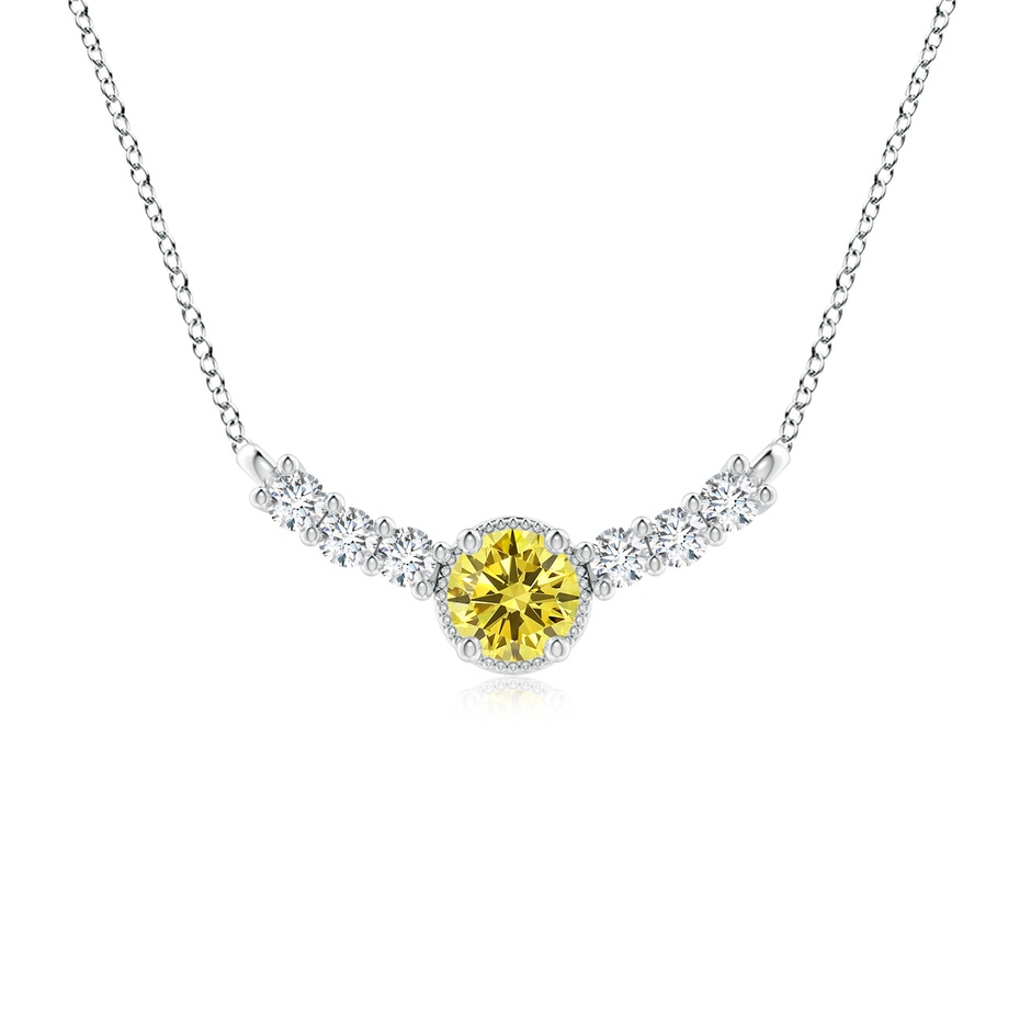 6.4mm Labgrown Vintage Inspired Lab-Grown Fancy Intense Yellow and White Diamond Curved Bar Pendant in White Gold 