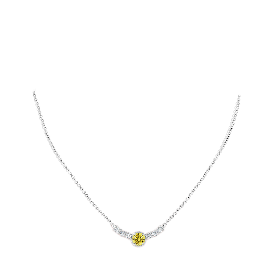 6.4mm Labgrown Vintage Inspired Lab-Grown Fancy Intense Yellow and White Diamond Curved Bar Pendant in White Gold pen