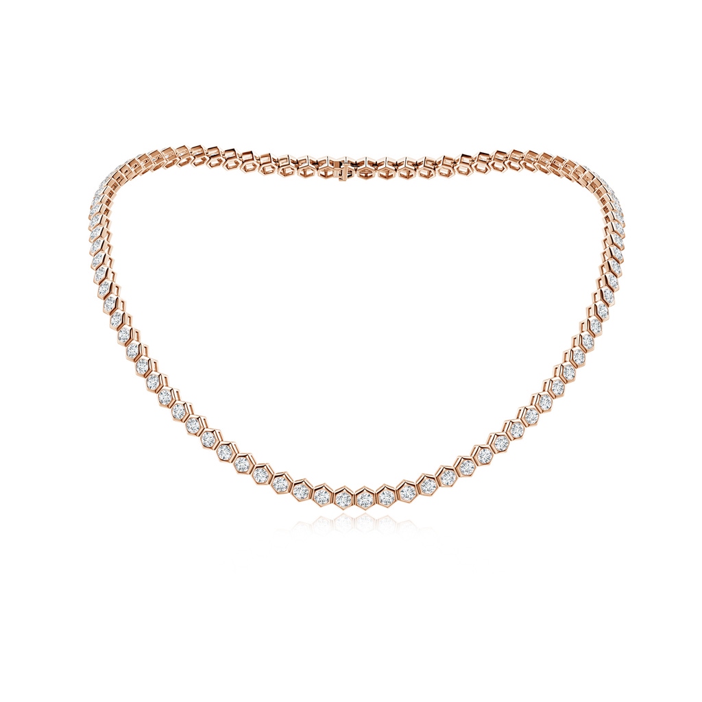 3mm IJI1I2 Natori x Angara Hexagonal Bezel-Set Diamond Tennis Necklace in Rose Gold