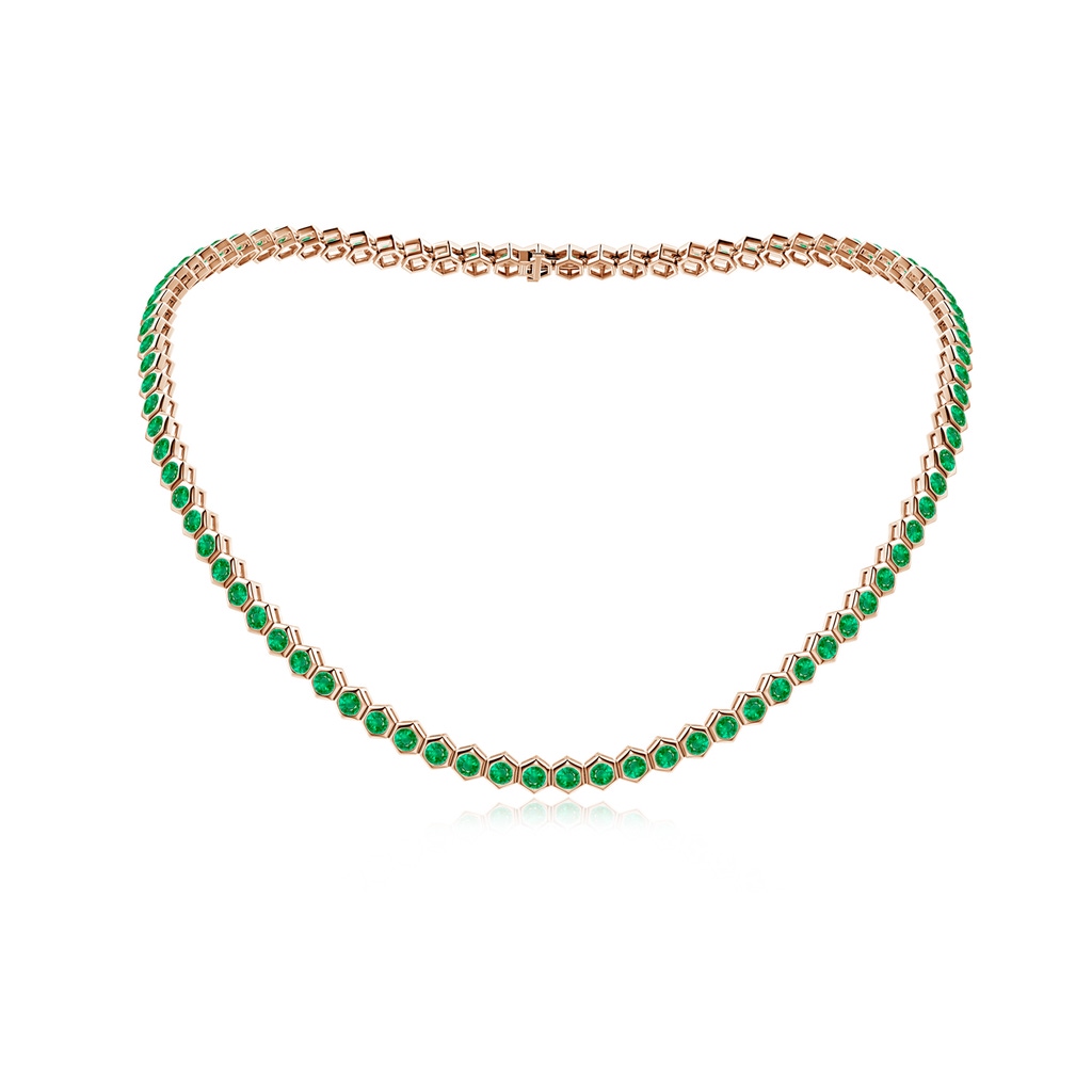 3mm AAA Natori x Angara Hexagonal Bezel-Set Emerald Tennis Necklace in Rose Gold