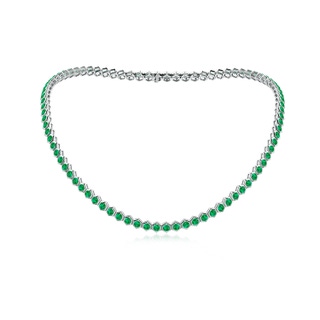 3mm AAA Natori x Angara Hexagonal Bezel-Set Emerald Tennis Necklace in White Gold