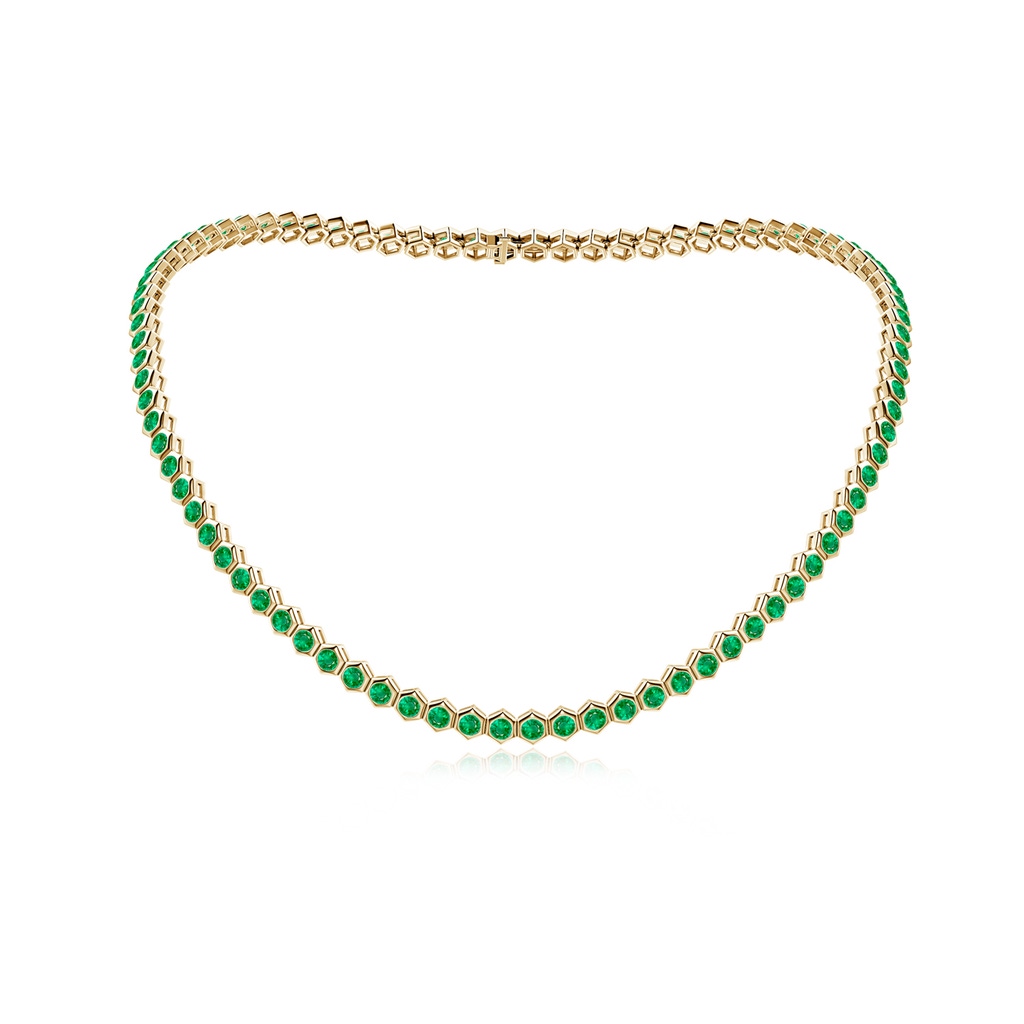 3mm AAA Natori x Angara Hexagonal Bezel-Set Emerald Tennis Necklace in Yellow Gold
