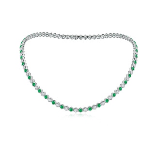 3mm AAA Natori x Angara Hexagonal Emerald and Diamond Tennis Necklace in White Gold