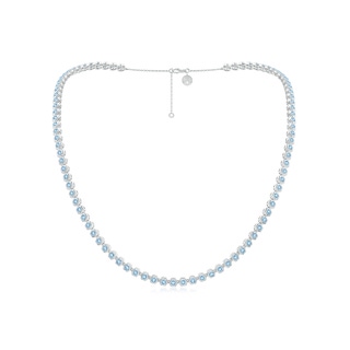 3mm AAA Natori x Angara Hexagonal Aquamarine Tennis Necklace in White Gold