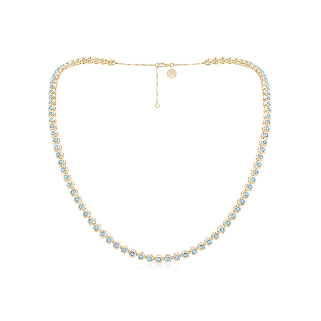 3mm AAA Natori x Angara Hexagonal Aquamarine Tennis Necklace in Yellow Gold